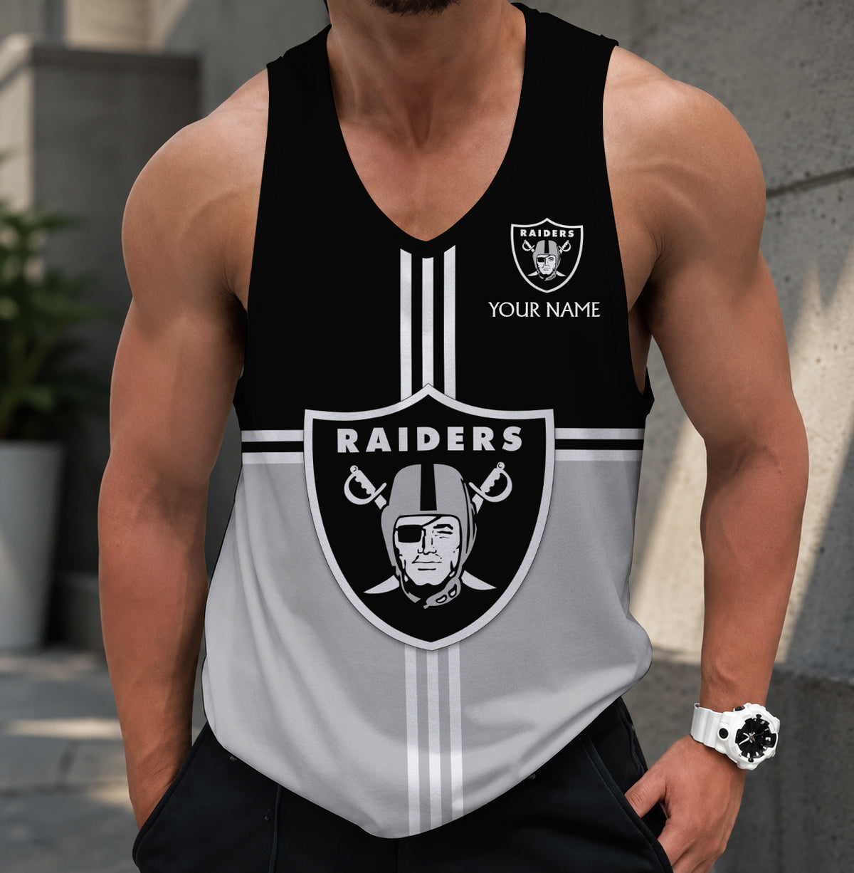 EXCLUSIVE EDITION - NEW CUSTOMIZED NFL07 LVR LAS VEGAS RAIDERS TANK TOP