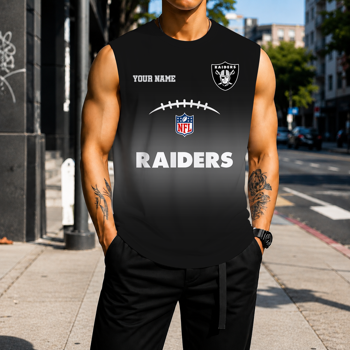LIMITED EDITION - NEW CUSTOMIZED NFL07 LVR LAS VEGAS RAIDERS MEN'S GYM SHIRT