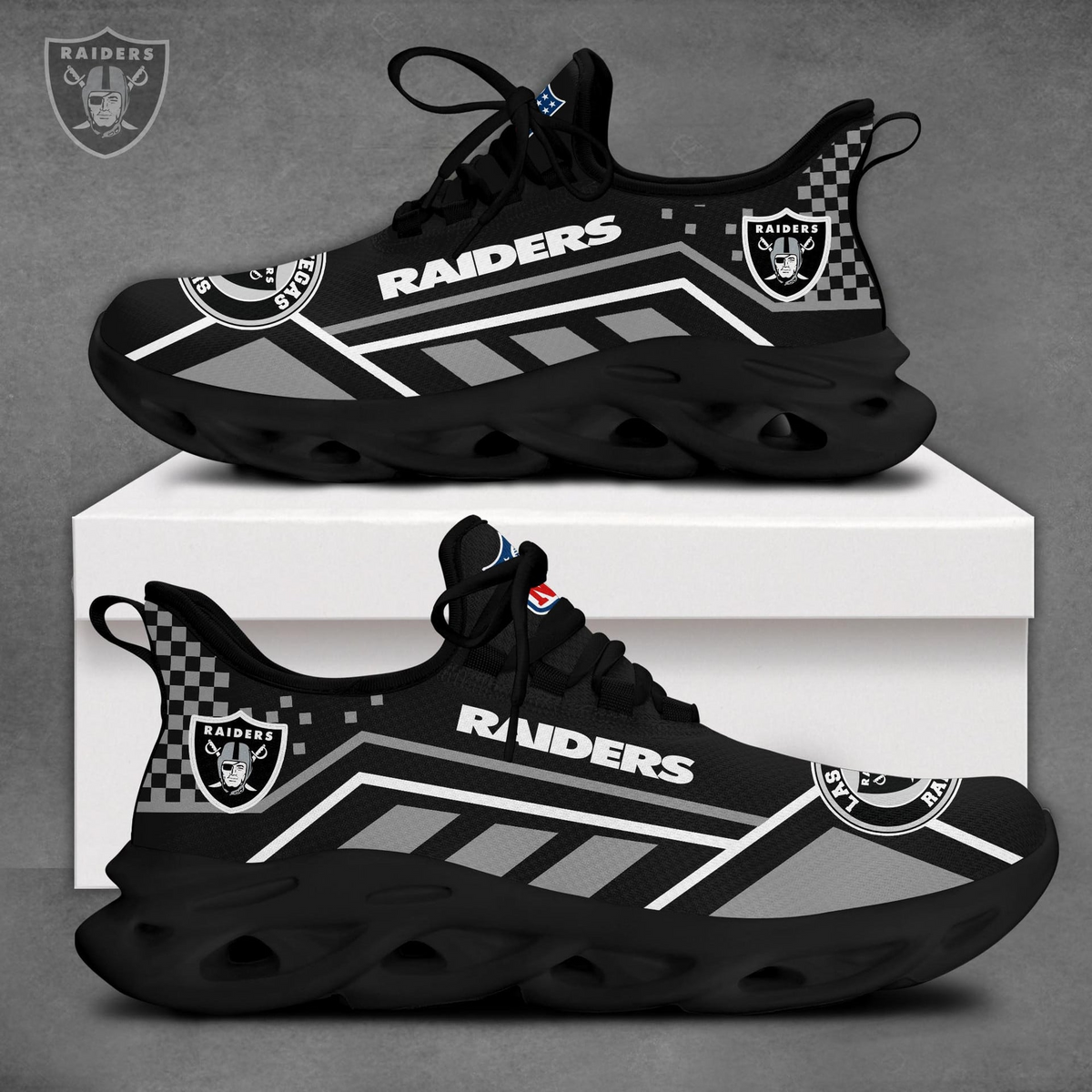 SPECIAL EDITION - NEW CUSTOMIZED NFL07 LVR LAS VEGAS RAIDERS MAX SOUL SHOES
