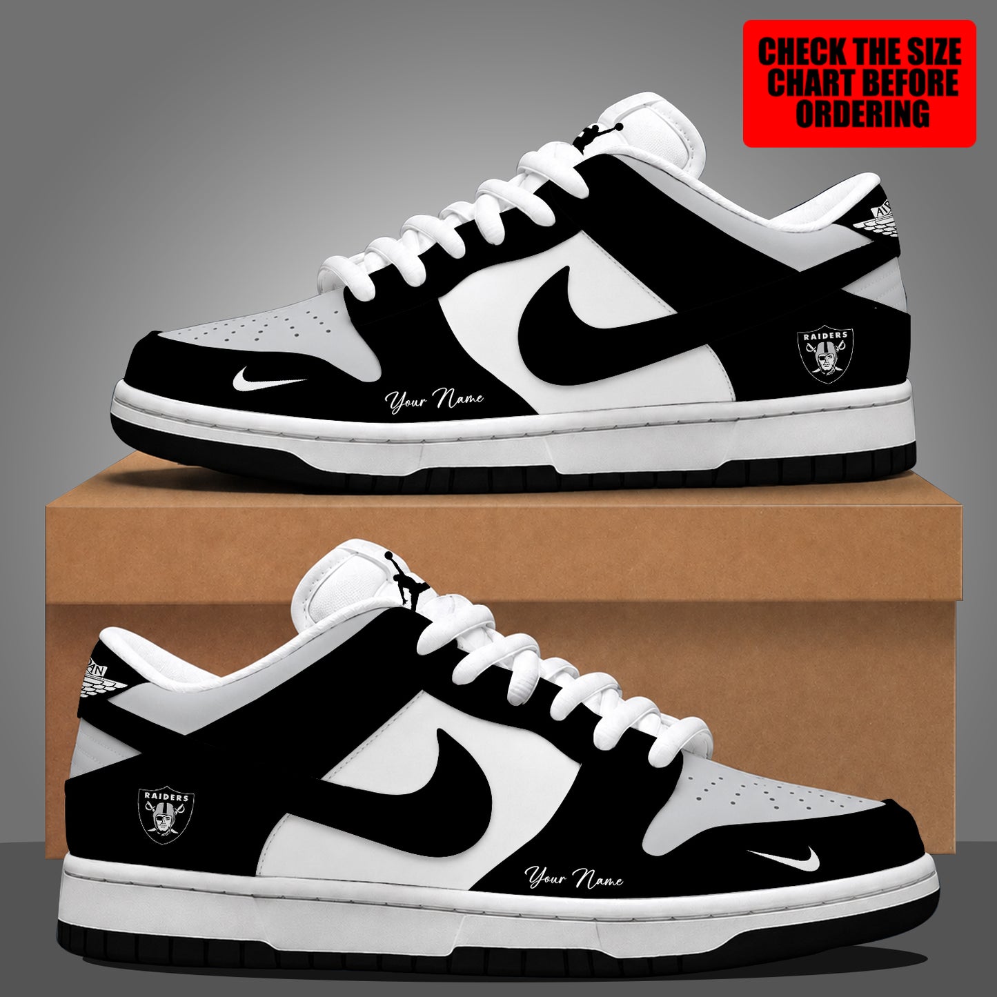 [SPECIAL OFFER] NEW CUSTOMIZED NFL07 LVR LAS VEGAS RAIDERS DUNK LOW SHOES