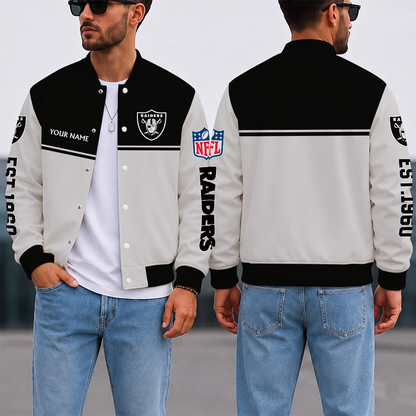 LIMITED EDITION - NEW CUSTOMIZED NFL07 LVR LAS VEGAS RAIDERS SATIN VARSITY & BASEBALL JACKET