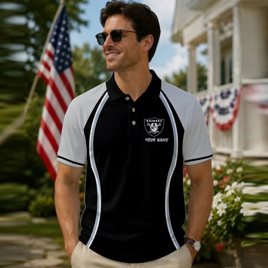 [SPECIAL OFFER] NEW CUSTOMIZED NFL07 LVR LAS VEGAS RAIDERS POLO SHIRT