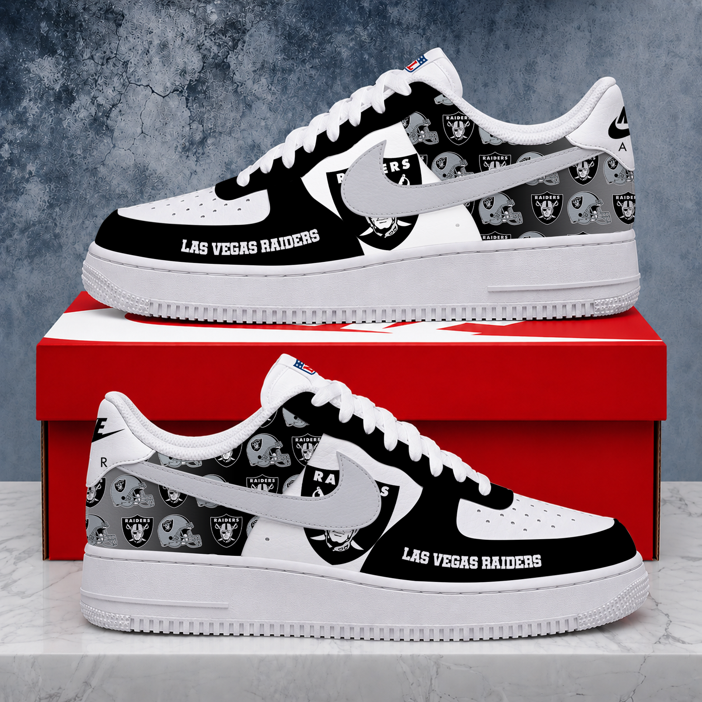VIRAL EDITION - NEW CUSTOMIZED NFL07 LVR LAS VEGAS RAIDERS AF1 SHOES