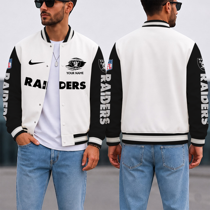 ELITE EDITION - NEW CUSTOMIZED NFL07 LVR LAS VEGAS RAIDERS SATIN VARSITY & BASEBALL JACKET