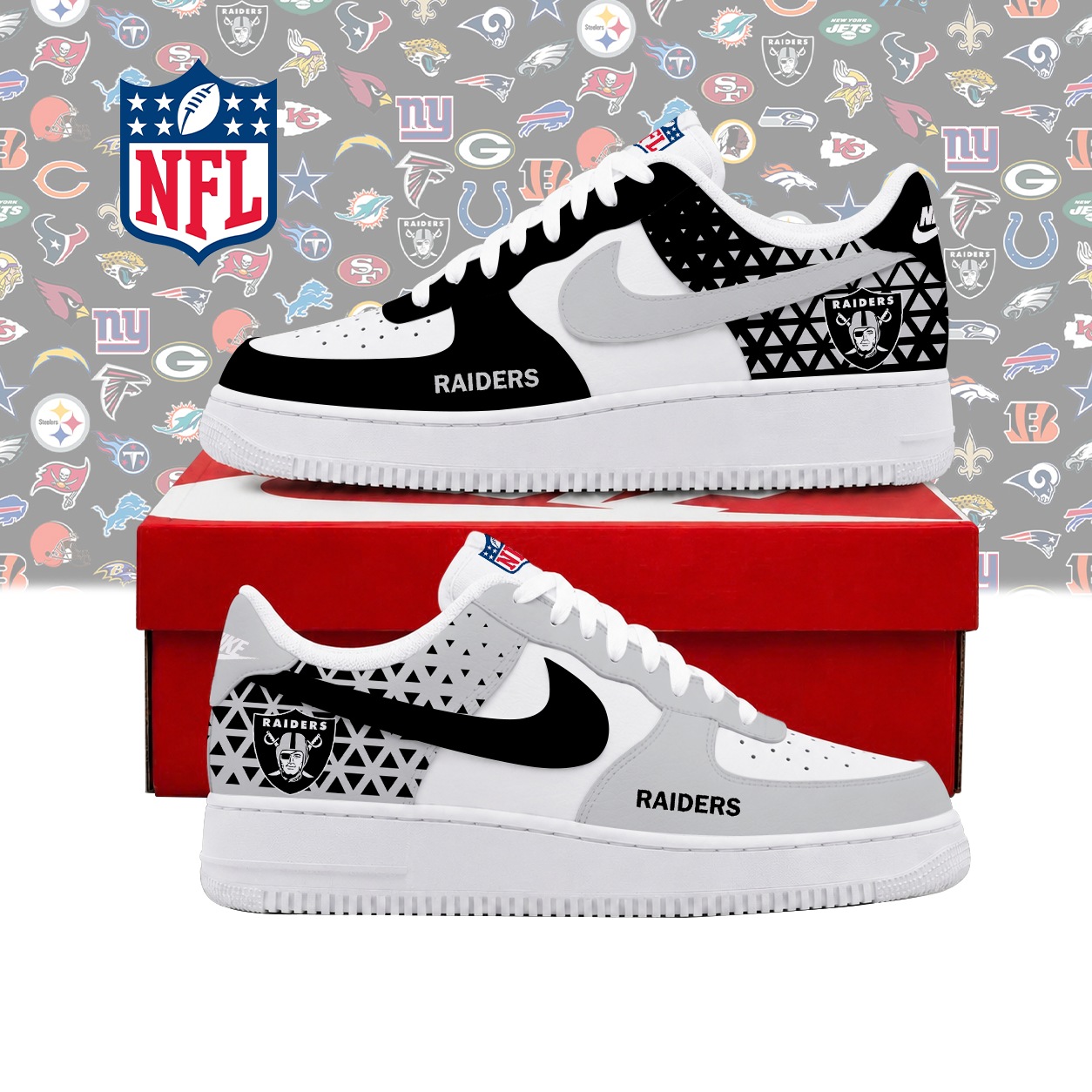 LIMITED EDITION - NEW CUSTOMIZED NFL07 LVR LAS VEGAS RAIDERS AF1 SHOES