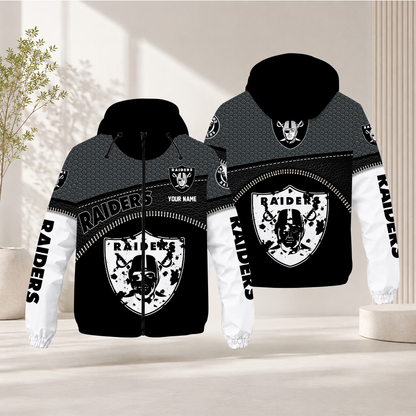 LIMITED EDITION - NEW CUSTOMIZED NFL07 LVR LAS VEGAS RAIDERS WINDBREAKER JACKET