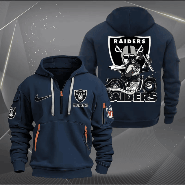[SPECIAL OFFER] NEW CUSTOMIZED NFL07 LVR LAS VEGAS RAIDERS MUTICOLOR QUARTER ZIP HOODIE