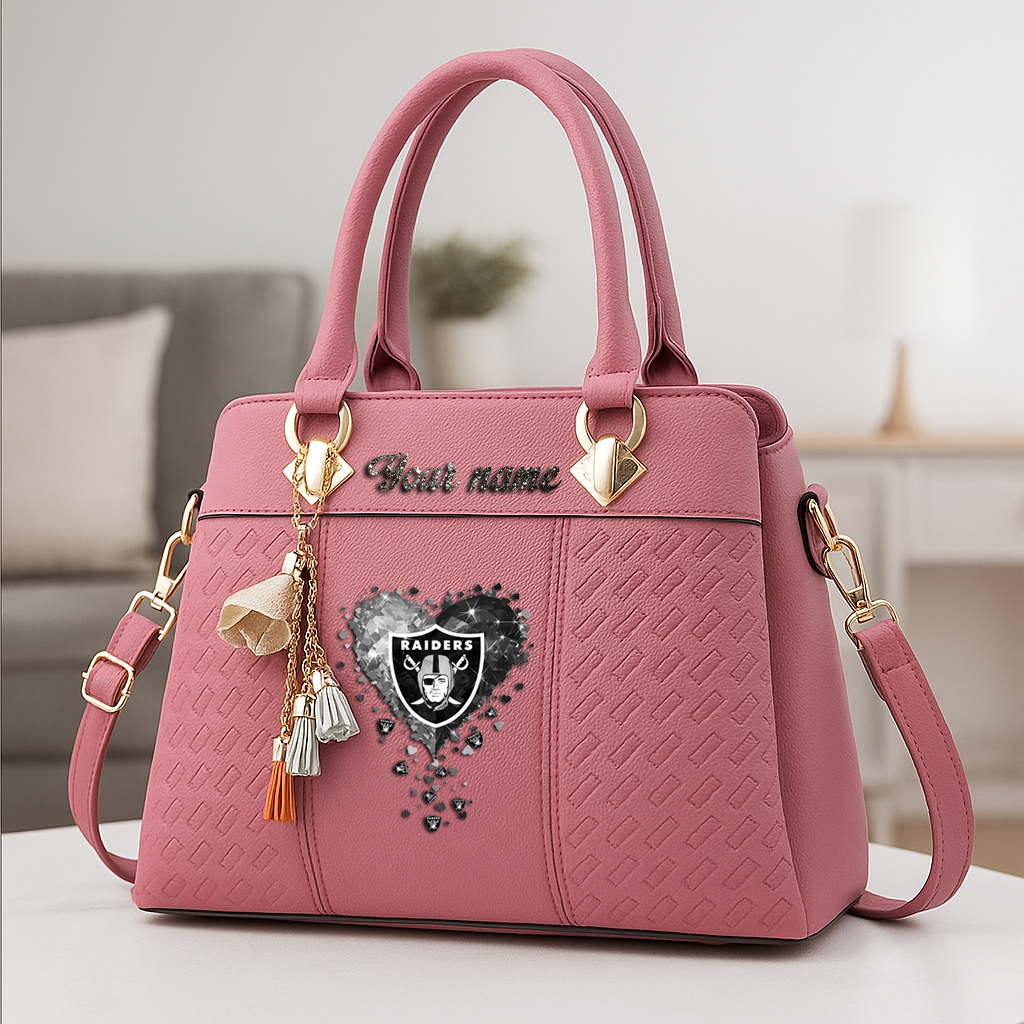 LIMITED EDITION - NEW CUSTOMIZED NFL07 LVR LAS VEGAS RAIDERS ZIP HANDBAG MULTICOLOR