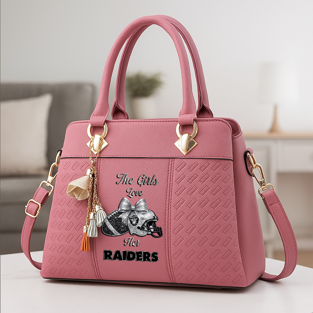 LIMITED EDITION - NEW CUSTOMIZED NFL07 LVR LAS VEGAS RAIDERS WOMEN'S ZIP HANDBAG MULTICOLOR