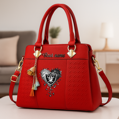 LIMITED EDITION - NEW CUSTOMIZED NFL07 LVR LAS VEGAS RAIDERS ZIP HANDBAG MULTICOLOR