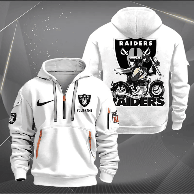 [SPECIAL OFFER] NEW CUSTOMIZED NFL07 LVR LAS VEGAS RAIDERS MUTICOLOR QUARTER ZIP HOODIE