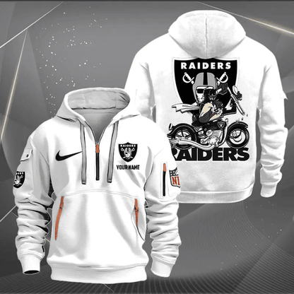 [SPECIAL OFFER] NEW CUSTOMIZED NFL07 LVR LAS VEGAS RAIDERS MUTICOLOR QUARTER ZIP HOODIE