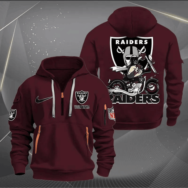 [SPECIAL OFFER] NEW CUSTOMIZED NFL07 LVR LAS VEGAS RAIDERS MUTICOLOR QUARTER ZIP HOODIE