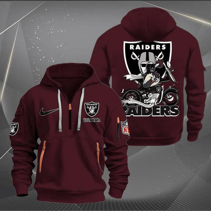 [SPECIAL OFFER] NEW CUSTOMIZED NFL07 LVR LAS VEGAS RAIDERS MUTICOLOR QUARTER ZIP HOODIE