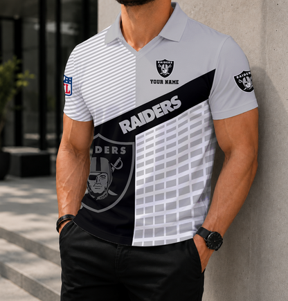 LIMITED EDITION - NEW CUSTOMIZED NFL07 LVR LAS VEGAS RAIDERS POLO SHIRT