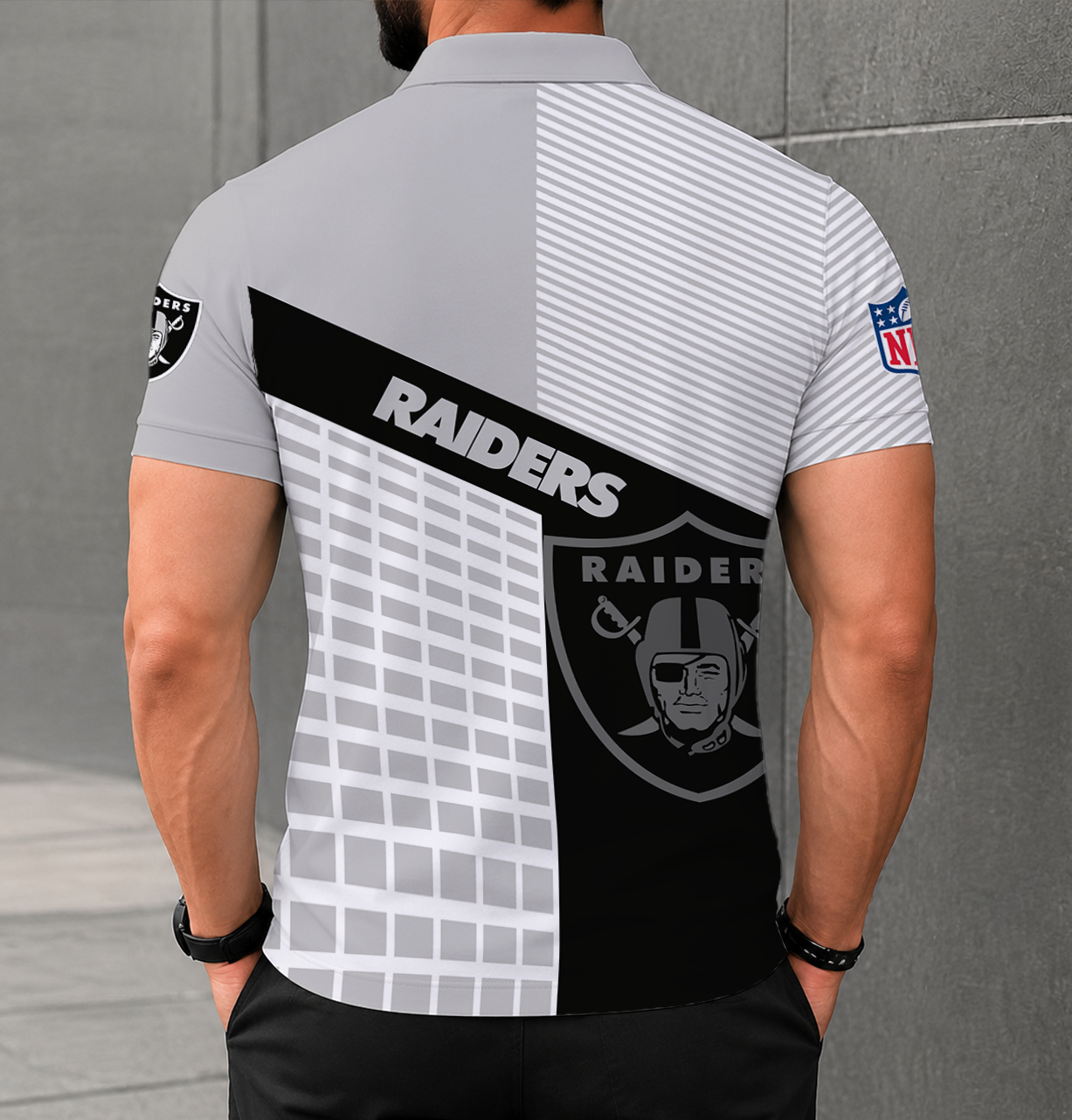 LIMITED EDITION - NEW CUSTOMIZED NFL07 LVR LAS VEGAS RAIDERS POLO SHIRT