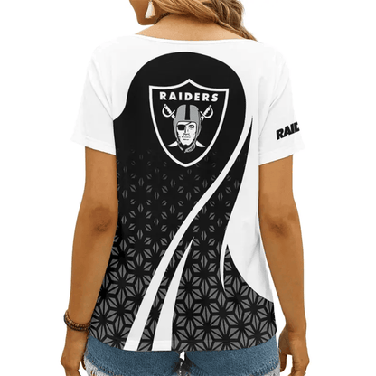 LIMITED EDITION - NEW CUSTOMIZED NFL07 LVR LAS VEGAS RAIDERS V-NECK FEMALE SHIRT