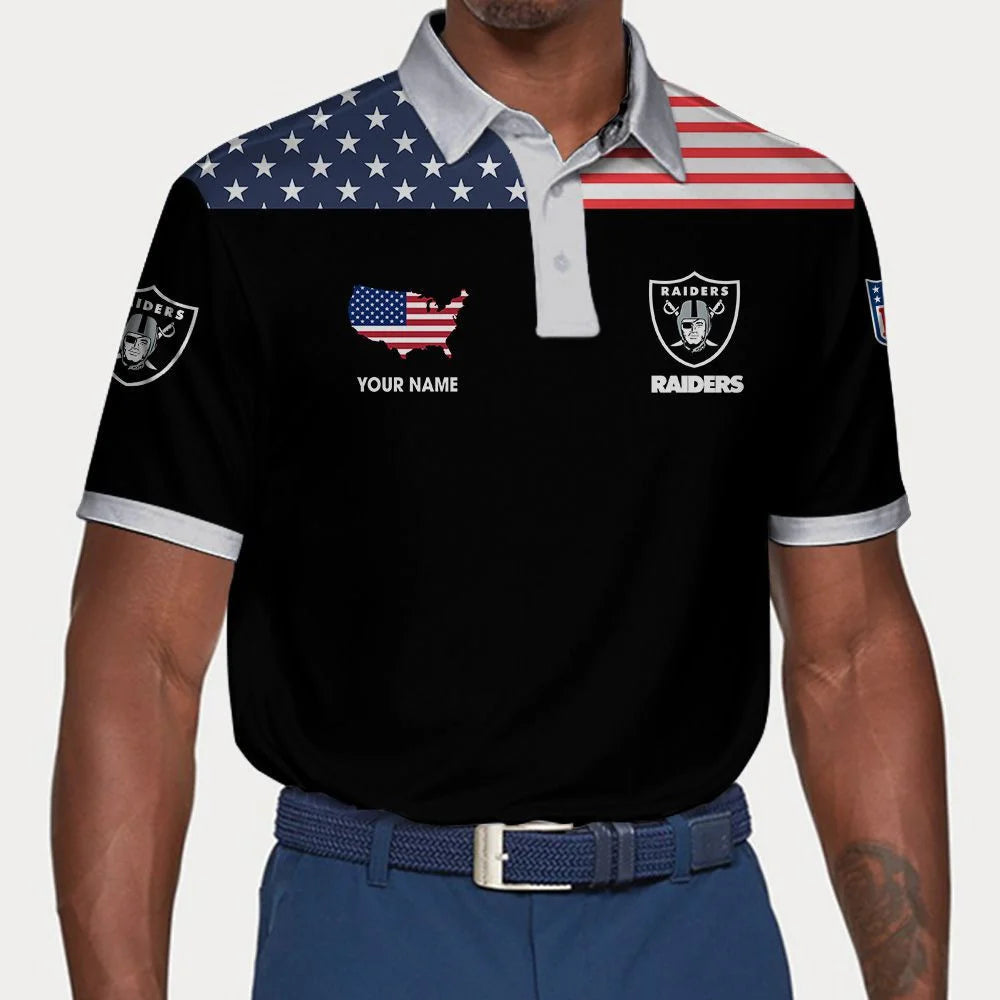 LIMITED EDITION - NEW CUSTOMIZED NFL07 LVR LAS VEGAS RAIDERS POLO SHIRT