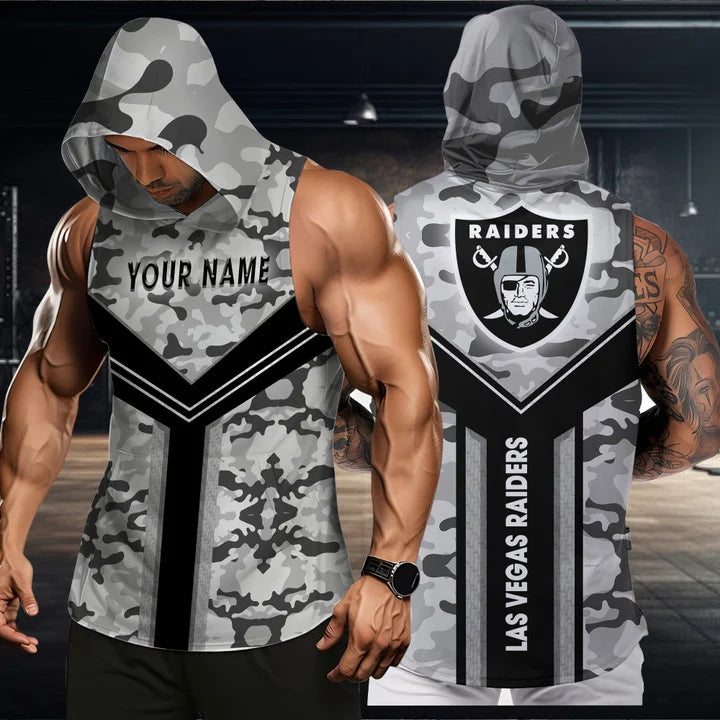 LIMITED EDITION - NEW CUSTOMIZED NFL07 LVR LAS VEGAS RAIDERS HOODED TANK TOP