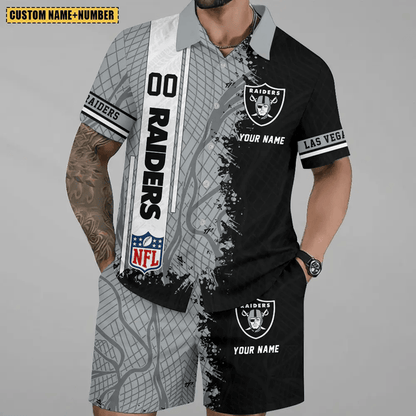 LIMITED RUN - NEW CUSTOMIZED NFL07 LVR LAS VEGAS RAIDERS UNISEX HAWAIIAN SHIRT & SHORTS SET