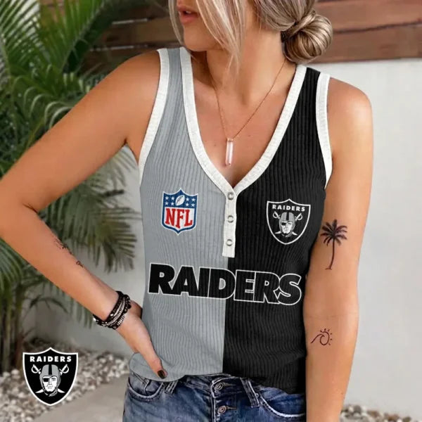 [SPECIAL OFFER] NEW CUSTOMIZED NFL07 LVR LAS VEGAS RAIDERS WOMEN'S V-NECK TANK TOP