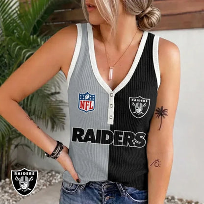 [SPECIAL OFFER] NEW CUSTOMIZED NFL07 LVR LAS VEGAS RAIDERS WOMEN'S V-NECK TANK TOP