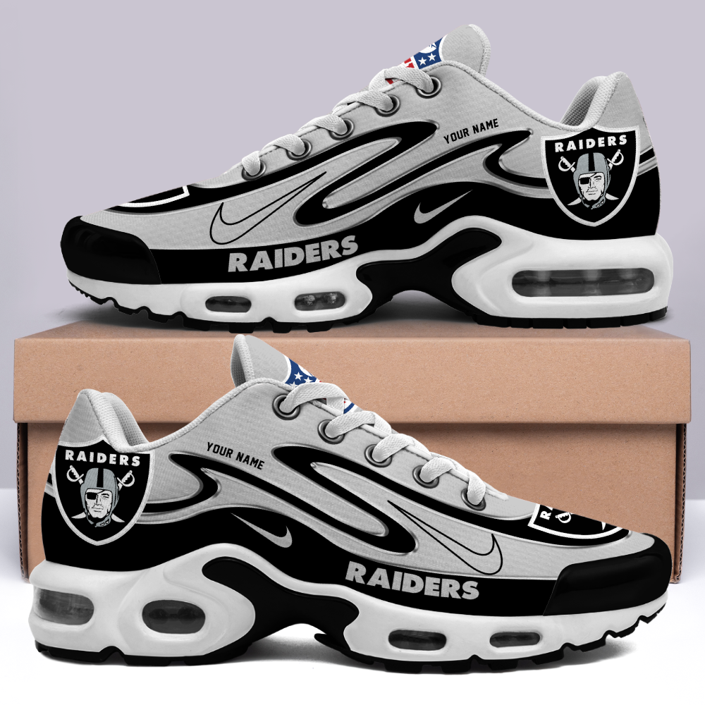 LIMITED EDITION - NEW CUSTOMIZED NFL07 LVR LAS VEGAS RAIDERS AIR MAX PLUS SNEAKERS