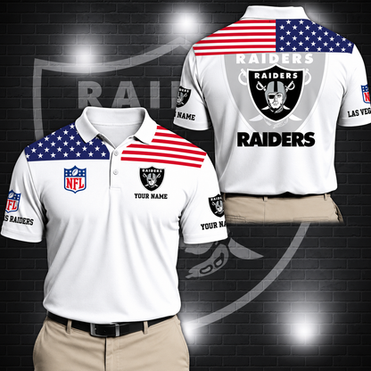 LIMITED EDITION - NEW CUSTOMIZED NFL07 LVR LAS VEGAS RAIDERS POLO SHIRT