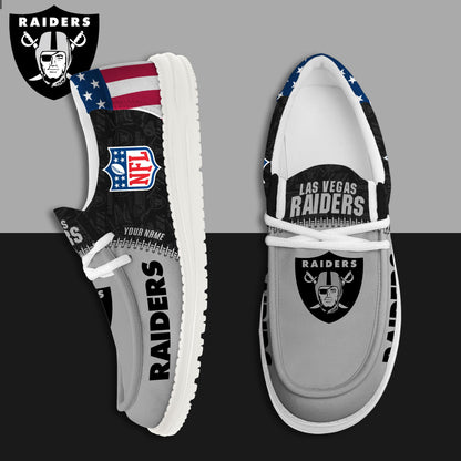 LIMITED EDITION - NEW CUSTOMIZED NFL07 LVR LAS VEGAS RAIDERS LOAFER SHOES
