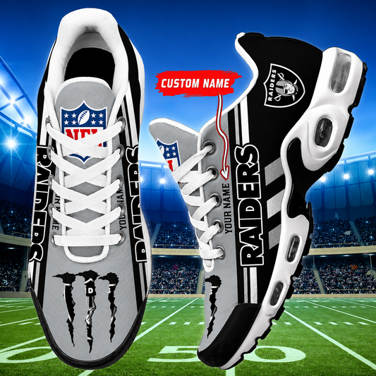 LIMITED EDITION - NEW CUSTOMIZED NFL07 LVR LAS VEGAS RAIDERS AIR MAX PLUS SNEAKERS
