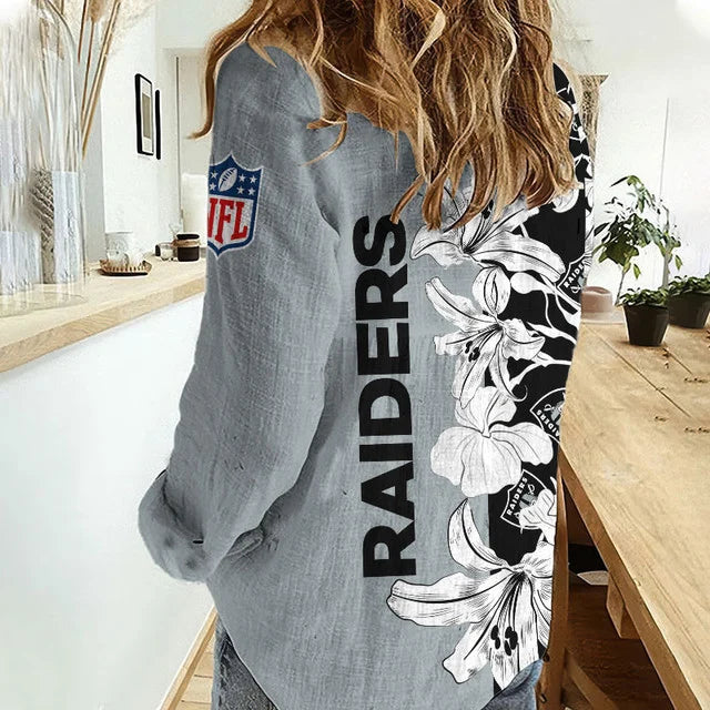 [SPECIAL OFFER] NEW CUSTOMIZED NFL07 LVR LAS VEGAS RAIDERS WOMEN CASUAL SHIRT FOR FAN
