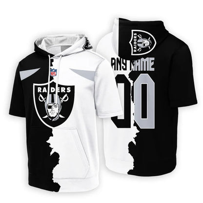 LIMITED EDITION - NEW CUSTOMIZED NFL07 LVR LAS VEGAS RAIDERS SHORT SLEEVE HOODIE T-SHIRT