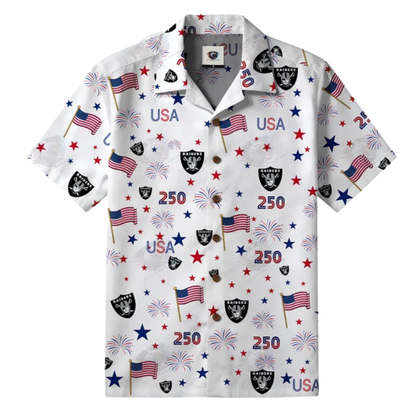 LIMITED EDITION - NEW CUSTOMIZED NFL07 LVR LAS VEGAS RAIDERS PATRIOTIC 250 USA HAWAIIAN SHIRT