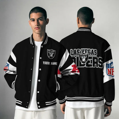 [HOT DEAL] NEW CUSTOMIZED NFL07 LVR LAS VEGAS RAIDERS SATIN VARSITY & BASEBALL JACKET