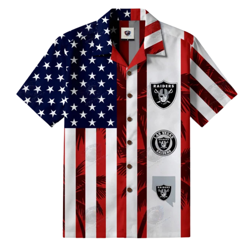 LIMITED EDITION - NEW CUSTOMIZED NFL07 LVR LAS VEGAS RAIDERS PATRIOTIC 250 USA HAWAIIAN SHIRT