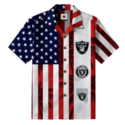 LIMITED EDITION - NEW CUSTOMIZED NFL07 LVR LAS VEGAS RAIDERS PATRIOTIC 250 USA HAWAIIAN SHIRT