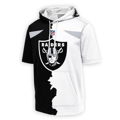 LIMITED EDITION - NEW CUSTOMIZED NFL07 LVR LAS VEGAS RAIDERS SHORT SLEEVE HOODIE T-SHIRT