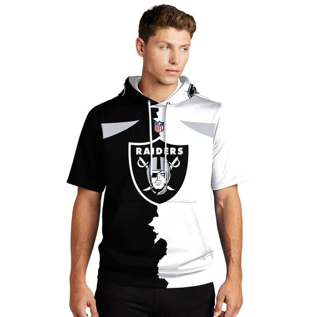 LIMITED EDITION - NEW CUSTOMIZED NFL07 LVR LAS VEGAS RAIDERS SHORT SLEEVE HOODIE T-SHIRT