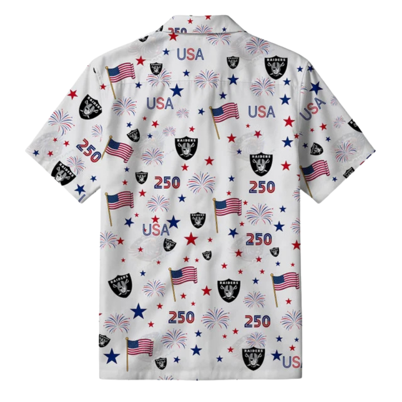 LIMITED EDITION - NEW CUSTOMIZED NFL07 LVR LAS VEGAS RAIDERS PATRIOTIC 250 USA HAWAIIAN SHIRT