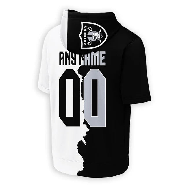 LIMITED EDITION - NEW CUSTOMIZED NFL07 LVR LAS VEGAS RAIDERS SHORT SLEEVE HOODIE T-SHIRT