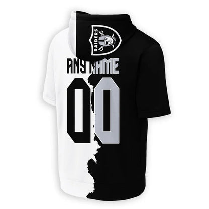 LIMITED EDITION - NEW CUSTOMIZED NFL07 LVR LAS VEGAS RAIDERS SHORT SLEEVE HOODIE T-SHIRT