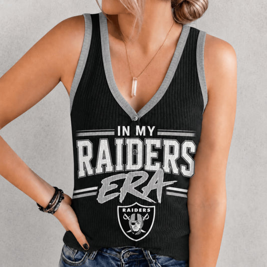 [SPECIAL OFFER] NEW CUSTOMIZED NFL07 LVR LAS VEGAS RAIDERS WOMEN'S V-NECK TANK TOP