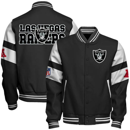 LIMITED EDITION - NEW CUSTOMIZED NFL07 LVR LAS VEGAS RAIDERS SATIN VARSITY & BASEBALL JACKET