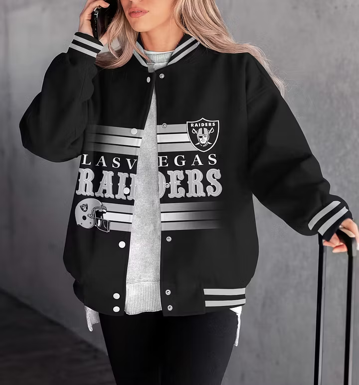 LIMITED EDITION - NEW CUSTOMIZED NFL07 LVR LAS VEGAS RAIDERS SATIN VARSITY & BASEBALL JACKET