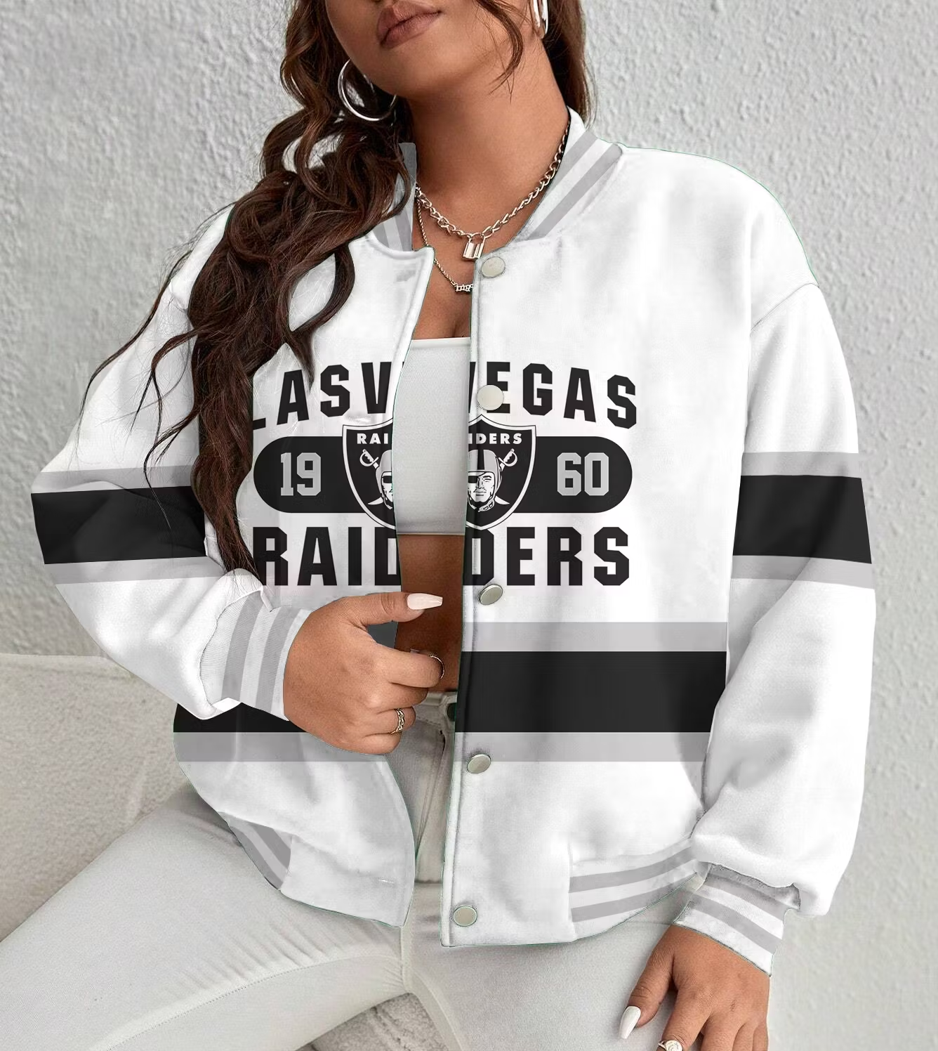 LIMITED EDITION - NEW CUSTOMIZED NFL07 LVR LAS VEGAS RAIDERS SATIN VARSITY & BASEBALL JACKET