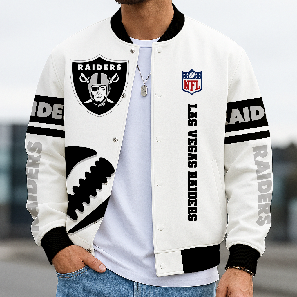 LIMITED EDITION - NEW CUSTOMIZED NFL07 LVR LAS VEGAS RAIDERS BASEBALL JACKET