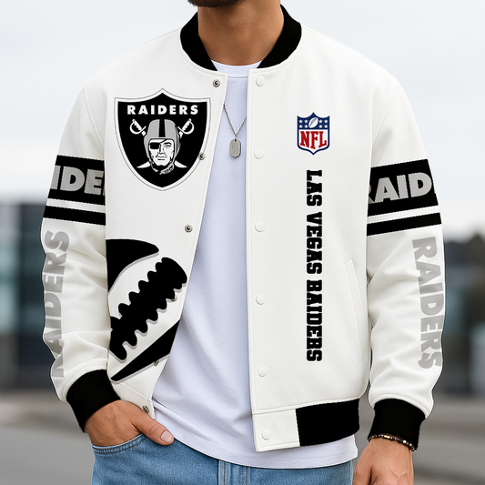 LIMITED EDITION - NEW CUSTOMIZED NFL07 LVR LAS VEGAS RAIDERS BASEBALL JACKET