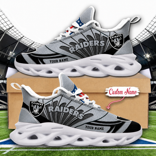 LIMITED EDITION - NEW CUSTOMIZED NFL07 LVR LAS VEGAS RAIDERS UNISEX CLUNKY SNEAKERS