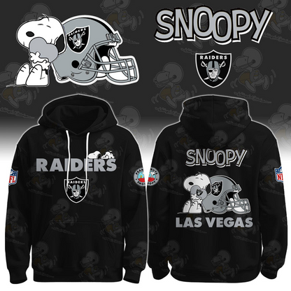 LIMITED EDITION - NEW CUSTOMIZED NFL07 LVR LAS VEGAS RAIDERS & SNOOPY UNISEX T-SHIRT, POLO, HOODIE & JACKETS