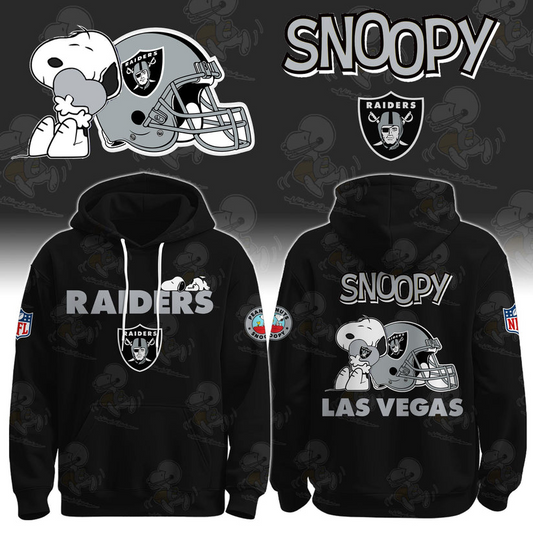 LIMITED EDITION - NEW CUSTOMIZED NFL07 LVR LAS VEGAS RAIDERS & SNOOPY UNISEX T-SHIRT, POLO, HOODIE & JACKETS